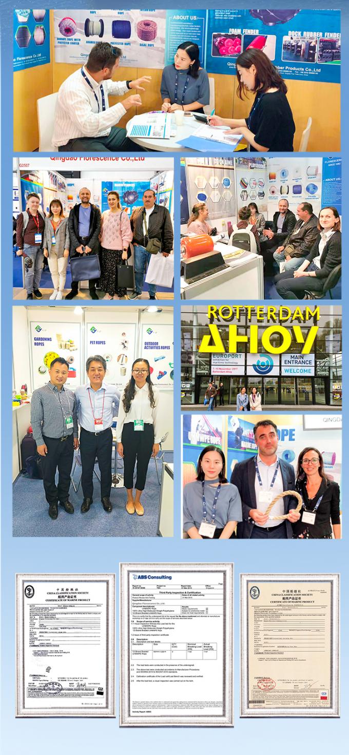 도매 220 M 흰색 고강성 PP 폴리프로필렌 8 스트랜드 68 mm 매킹 로프 6