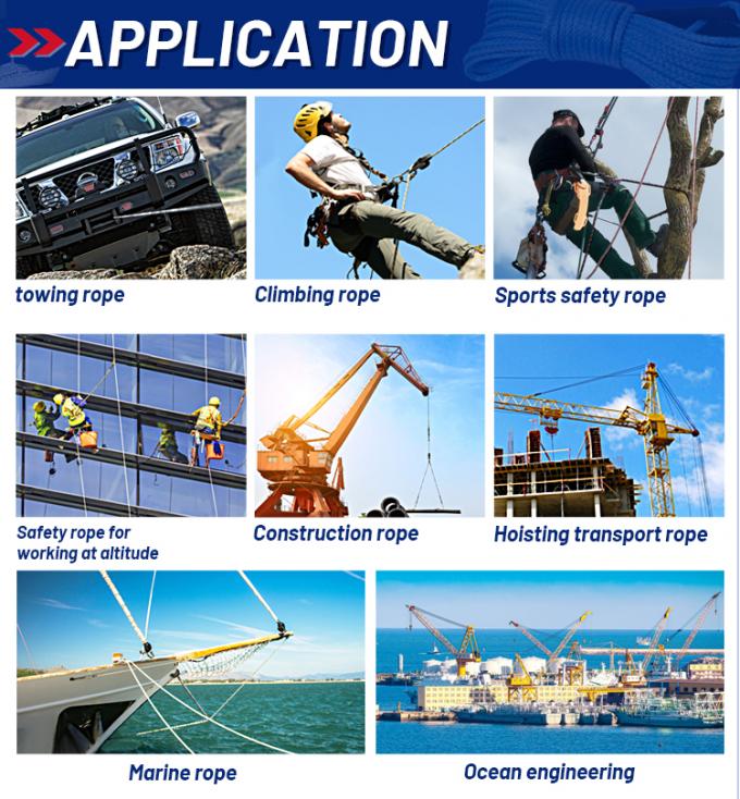 도매 220 M 흰색 고강성 PP 폴리프로필렌 8 스트랜드 68 mm 매킹 로프 7