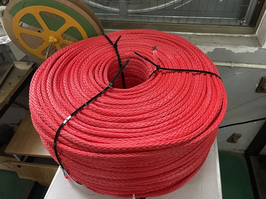 빨간색 24mmx220m 12 스트랜드 UHMWPE HMPE 배용 스플라이스 매킹 로프