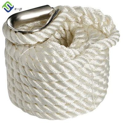 12mm x200m 3 스트랜드 흰색 해상 로프 나일론 로프 손가락